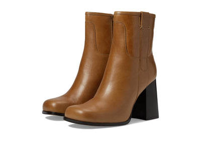 Free People Naomi Ankle Heel Women’s Boots - Leather Upper - Textile Lining - Cushioned Footbed - Block Heels Caramel Cafe EU 41 (US Women's 11) M