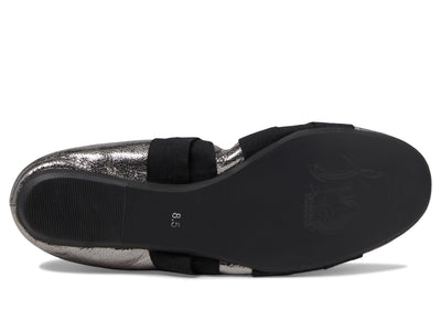 Free People Cece Wrap Flat Ballet Shoes for Women - Leather Upper - Elastic Back Opening - Self-tie Closure Pewter EU 37 (US Women's 7) M