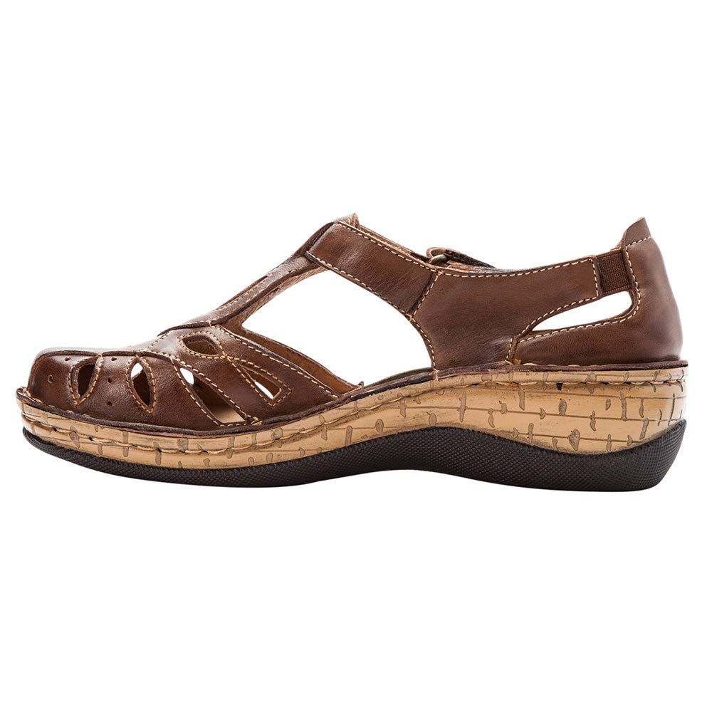 Propét Women's Jenna Sandal, brown, 7.5 Wide US