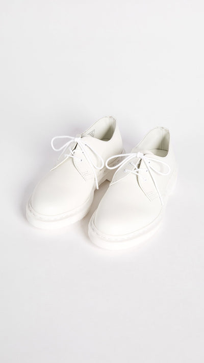 Dr. Martens Women's 1461 Mono 3 Eye Shoe, White, 7 Medium US