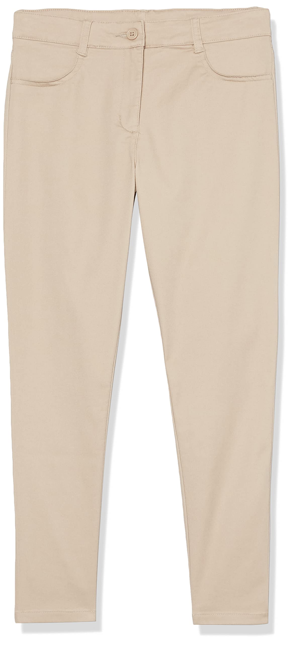Nautica Girls' Big School Uniform Twill Skinny Pants, Comfortable Stretch Material, Wrinkle & Fade Resistant, Khaki Sateen, 14