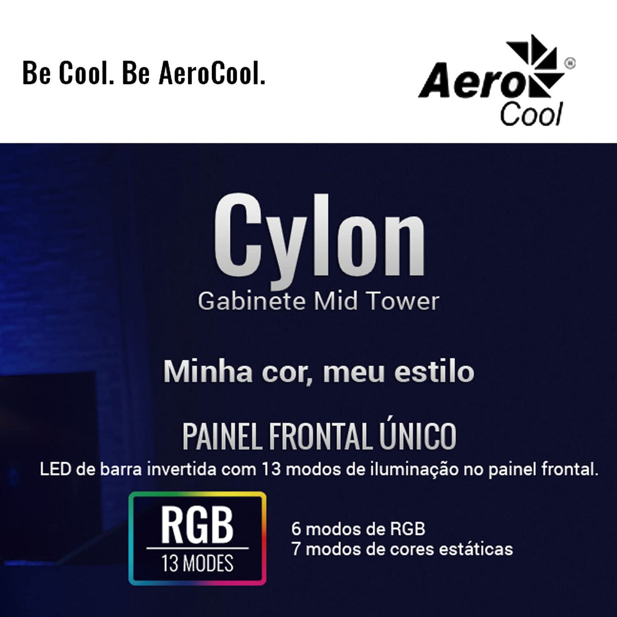 Aerocool Cylon RGB Midi-Tower PC Case - Black ACCM-PV10012.11