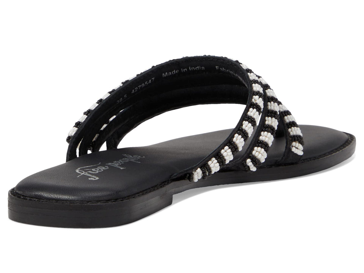 Free People Beatrice Beaded Flat Sandal Black Combo EU 37.5 (US Women's 7.5) M