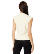 Elliott Lauren Top Notch Draped Sleeveless Top w/Zipper Detail X-Large Cream