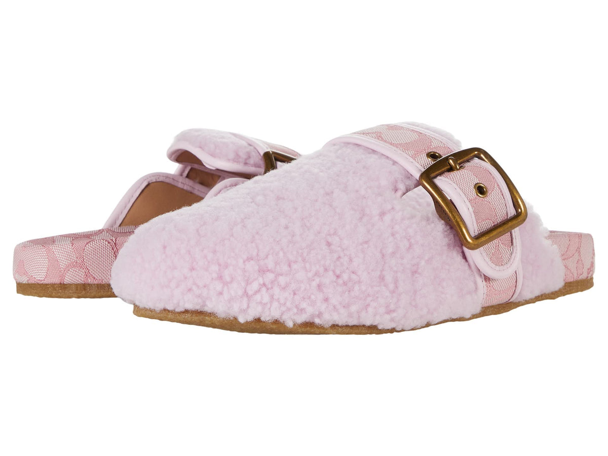 COACH Womens Shearling Clog Lamb Fur Slip On Clogs Pink 8 Medium (B,M)