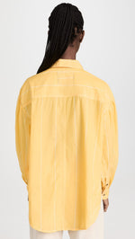 Free People Women's Happy Hour Stripe Top, Yellow Combo, L