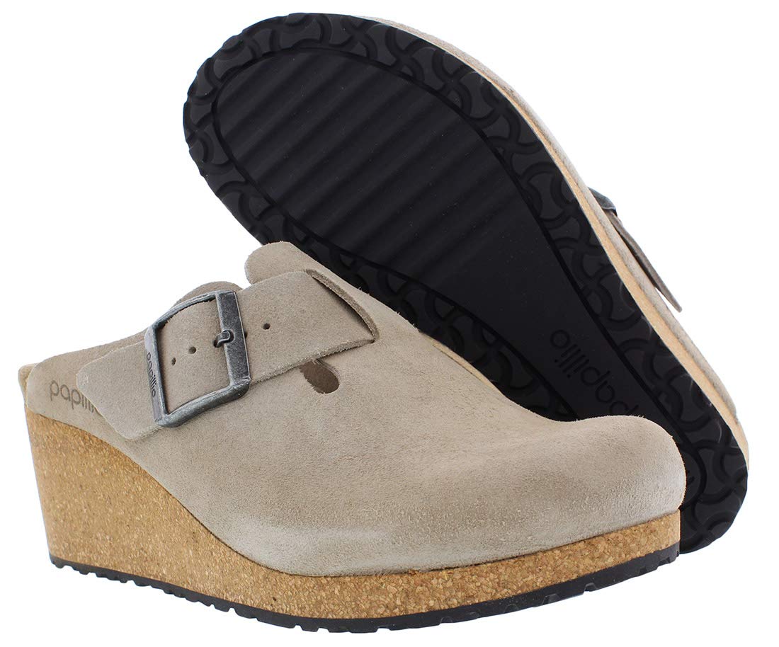 Birkenstock Womens Fanny Clog, Taupe Suede, 5-5.5 Narrow