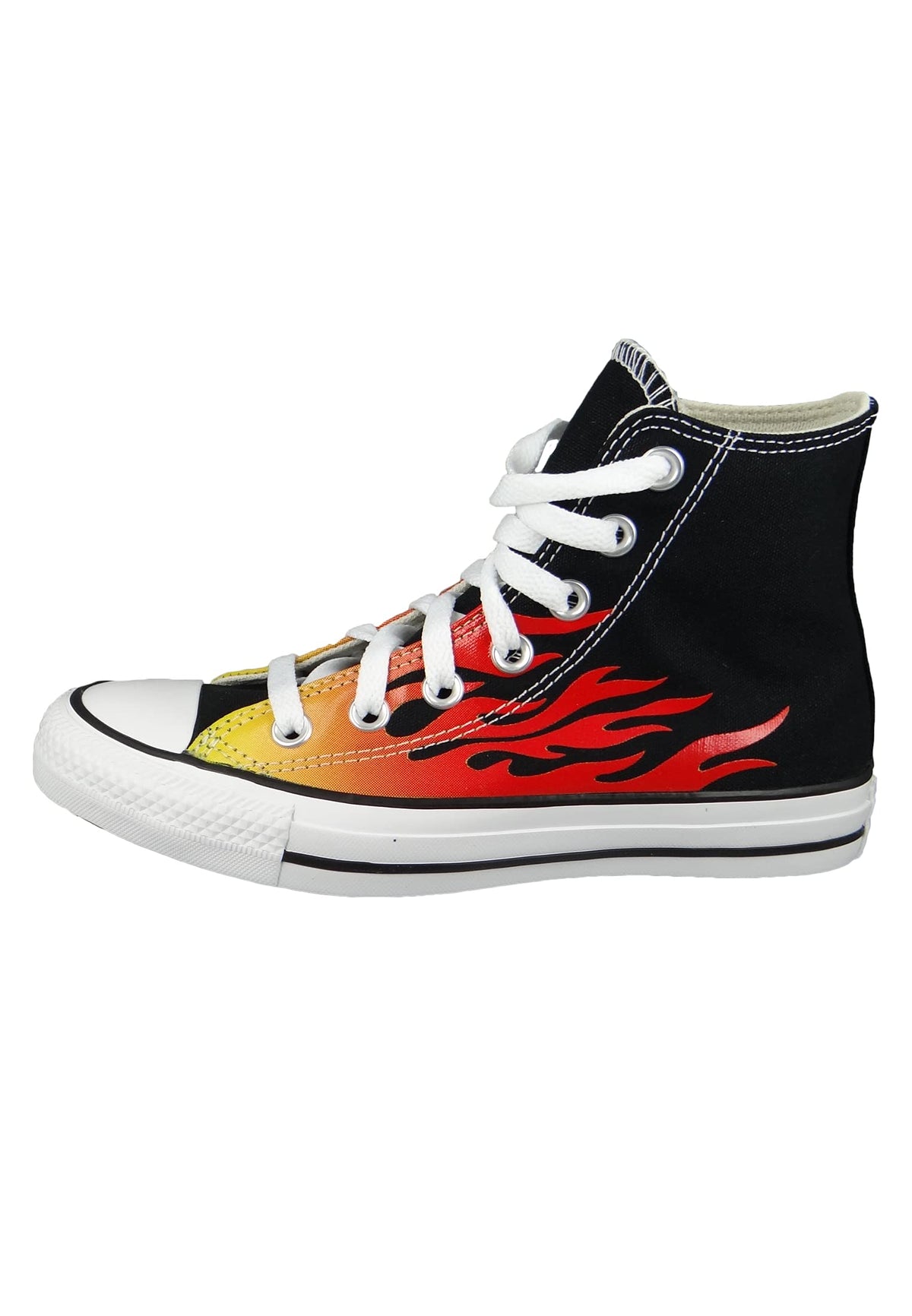 Converse CTAS HI Flame Man's Black Sportshoes 171130C, Nero Rosso Giallo, womens 8