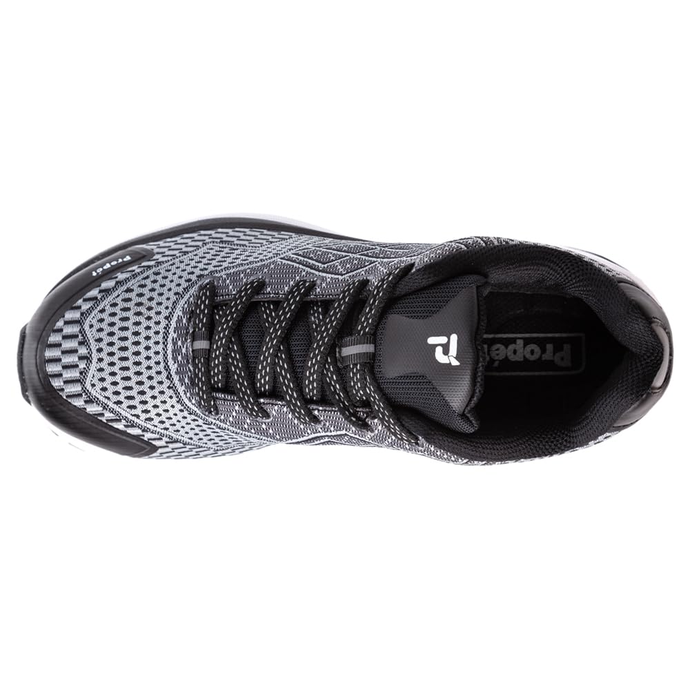 Propét Women's One Sneaker, Black/Silver, 13 Narrow US