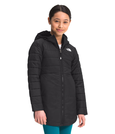 The North Face Girls' Reversible Mossbud Swirl Parka, TNF Black, XS