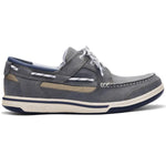 Sebago Triton Three Eyelets Boat Shoes - Waxed Nubuck Leather Moccasins with Breathable Mesh Lining, Comfy EVA Insole, and Rubber Outsole, Slate & Taupe - 8.5 Regular