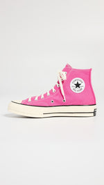 Converse Women's Chuck 70 High Top Sneakers, Lucky Pink/Egret/Black, 6.5 Medium US