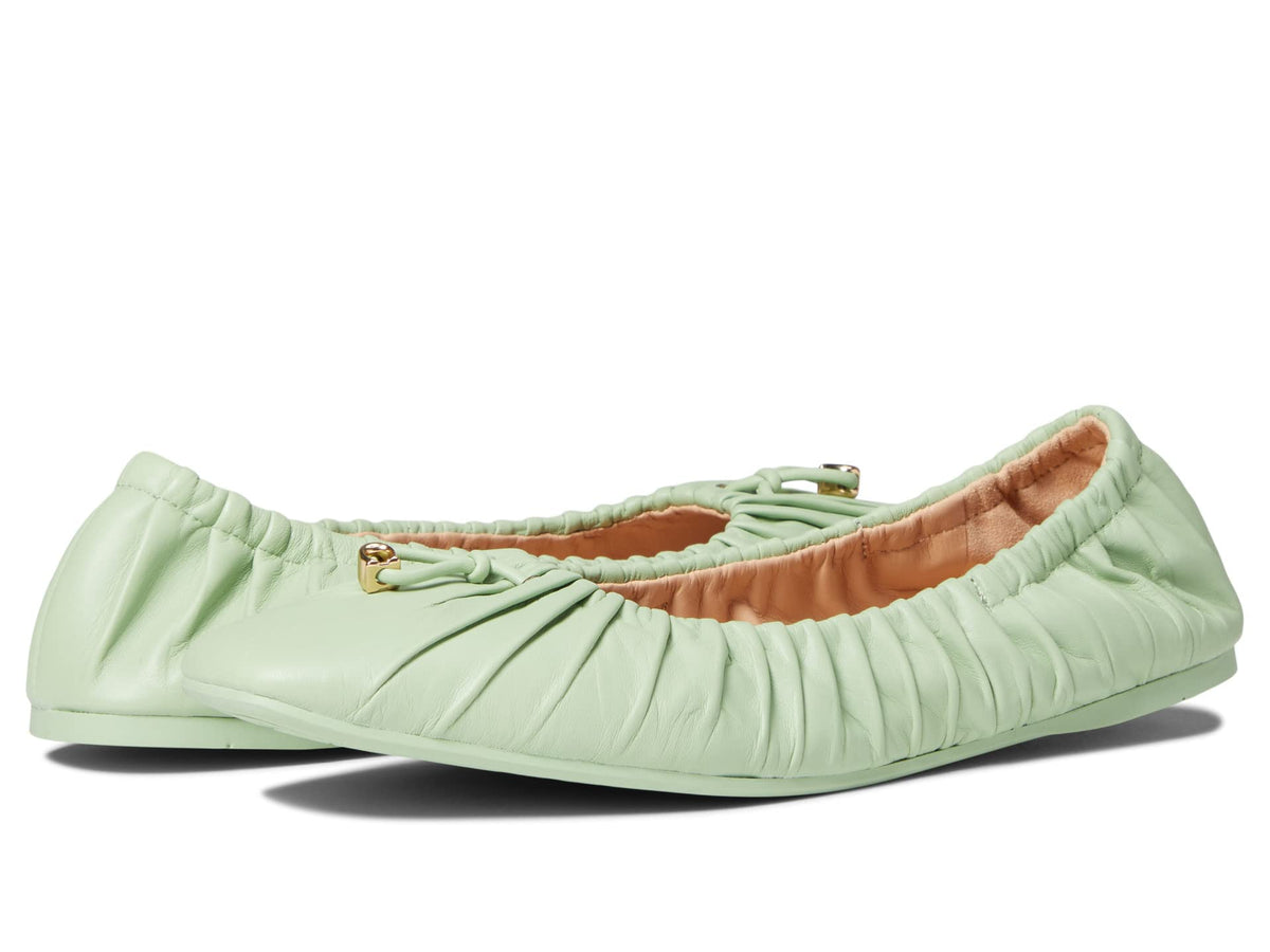 COACH Eleanor Leather Ballet Flats Green 5 B