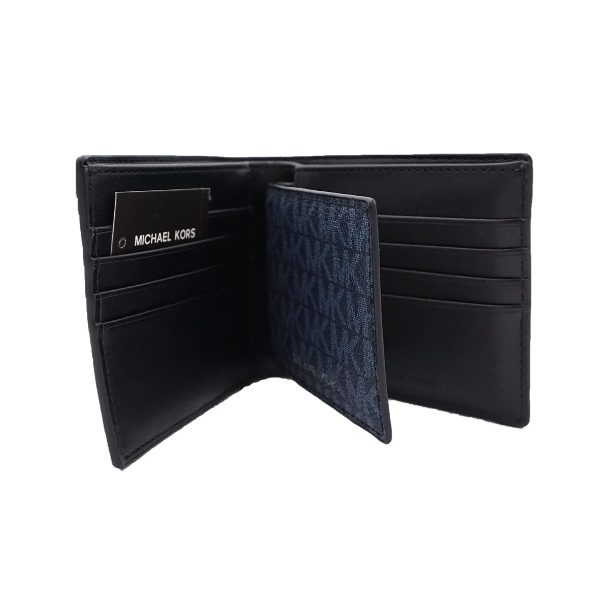 Michael Kors 36F1LCOF6B Men's Blue Logo Striped Billfold With Passcase Wallet