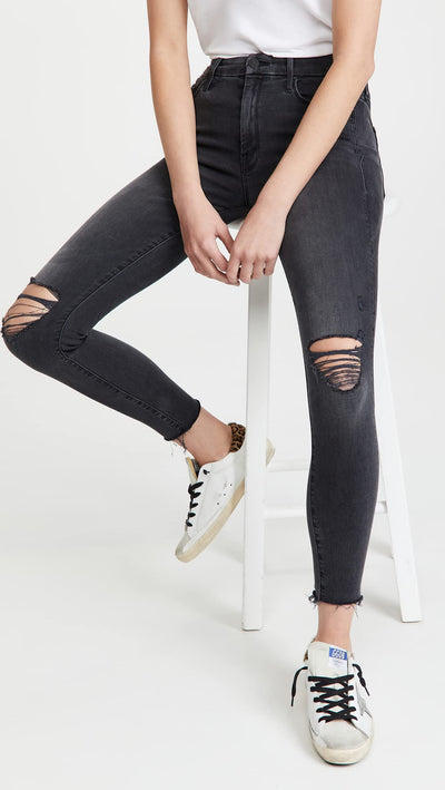 MOTHER Women's The Looker Ankle Fray Jeans 27 Burning Out Lanterns