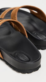 STAUD Women's Cyprus Slides, Tan, 9 Medium US