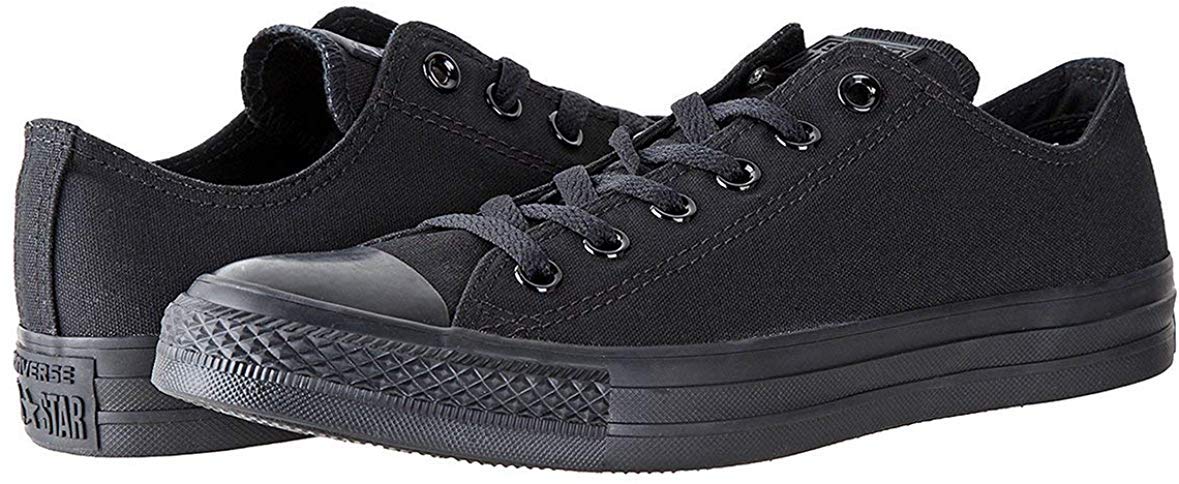 Converse Chuck Taylor All Star Canvas Low Top Sneaker, Black Monochrome ,15.0 Men/ 17.0 Women