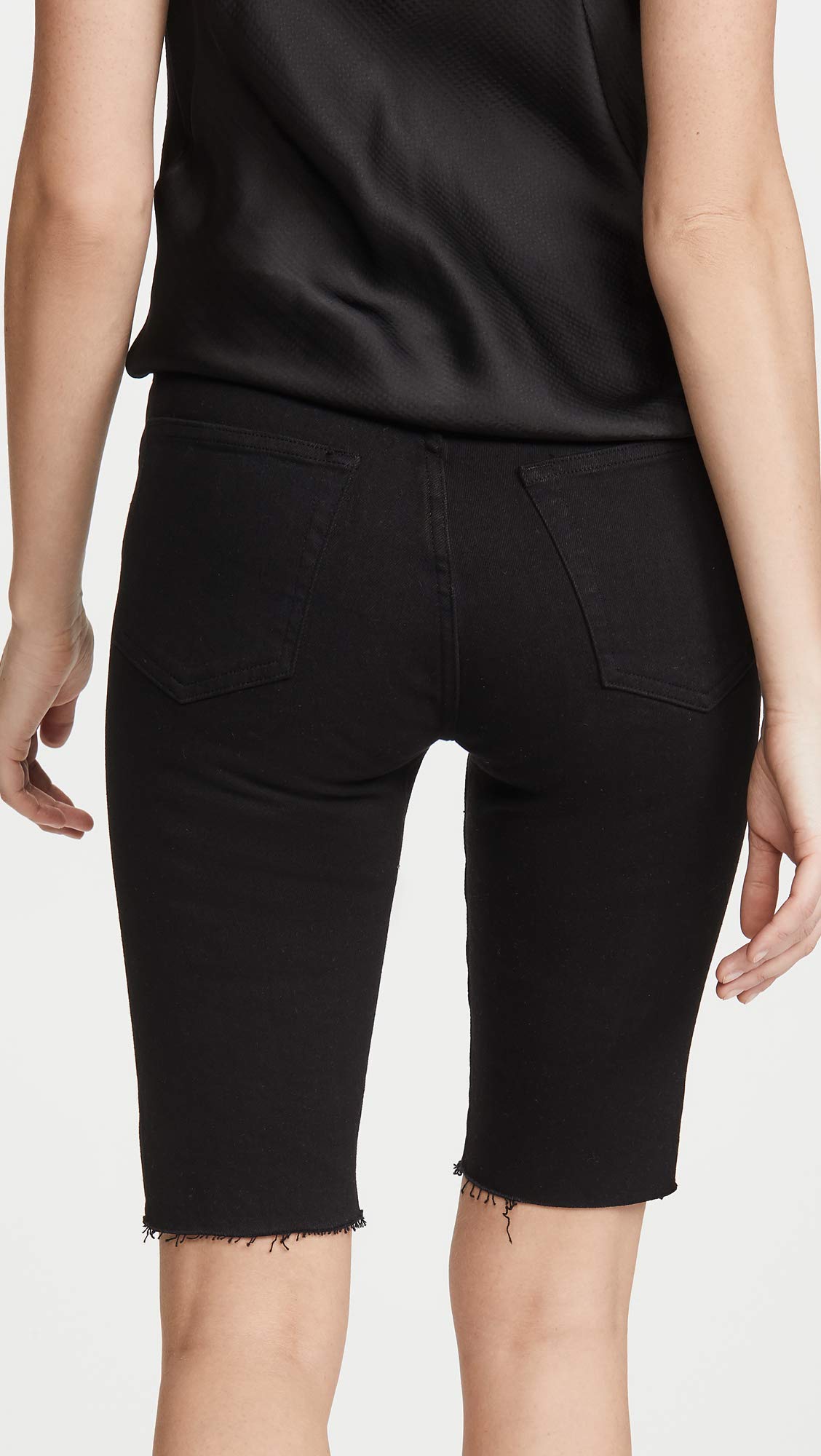 FRAME Women's Le Vintage Bermuda Raw Edge Shorts, Film Noir, Black, 23