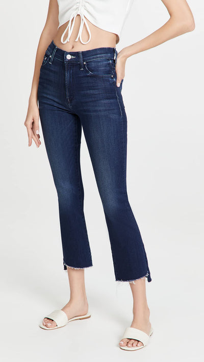 MOTHER Women's The Insider Crop Step Fray Jeans 29 Tongue in Chic