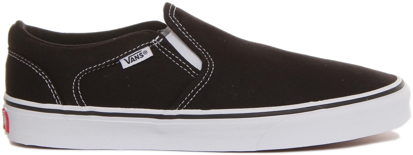 Vans Men's Asher Trainers, Canvas Black White, 7.5