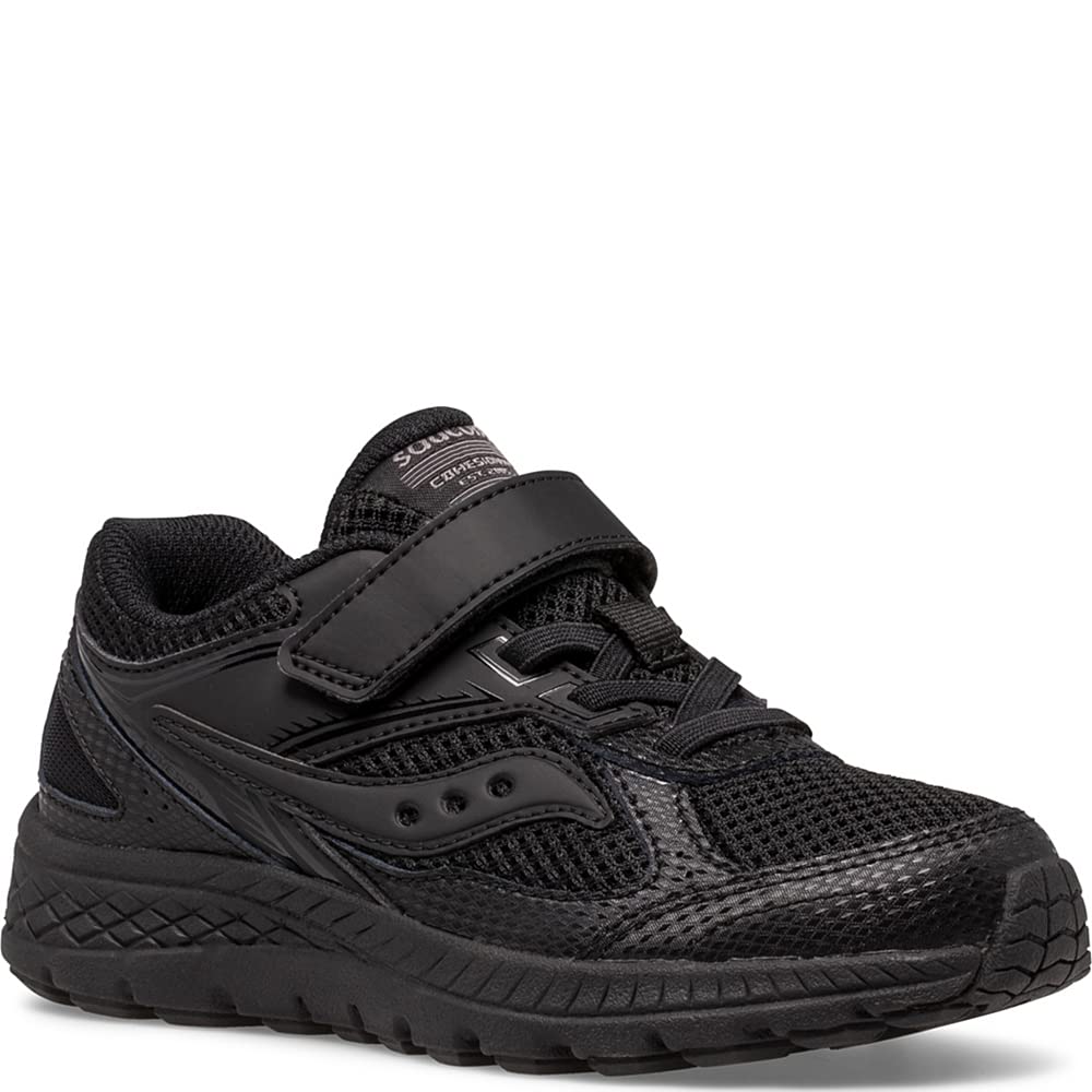 Saucony Cohesion 14 Alternative Closure Running Shoe, Black/Black, 12.5 Wide US Unisex Big_Kid