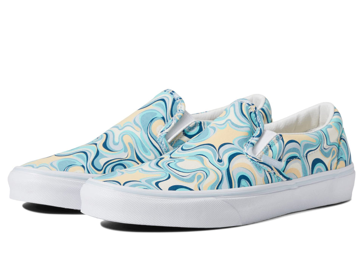 Vans Classic Slip On Skate Shoes Size 9 Swirl Turquoise