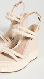 SCHUTZ Women's Leenah Wedge Sandals, Egg Shell, Tan, Off White, 7.5 Medium US