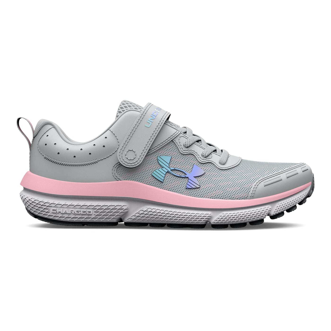 Under Armour Girls' Pre School Assert 10 Alternate Closure, (100) Halo Gray/Pink Sugar/Iridescent, 12K, US