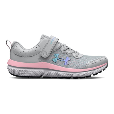 Under Armour Girls' Pre School Assert 10 Alternate Closure, (100) Halo Gray/Pink Sugar/Iridescent, 12K, US