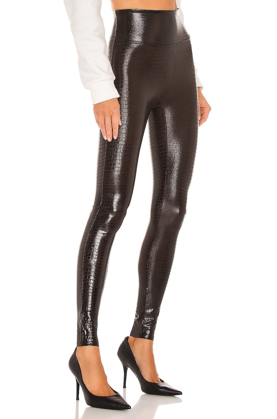 SPANX Women's Faux Leather Croc Leggings, Brown/Black, S