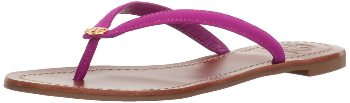 Tory Burch Terra Thong Flip Flops Leather Thong Sandals (7, Violet Glow)