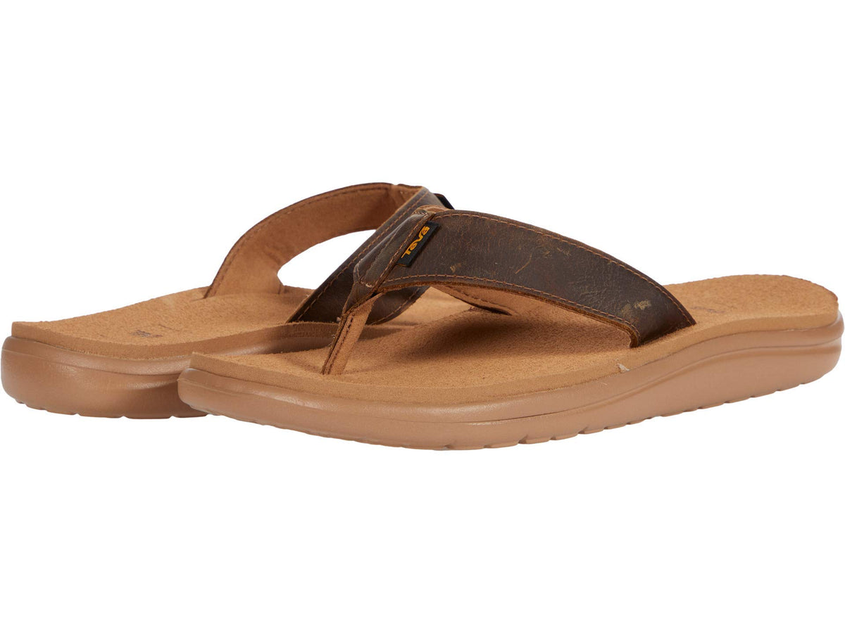 Teva Men's Voya Flip Leather Flop, Macchiato, 13