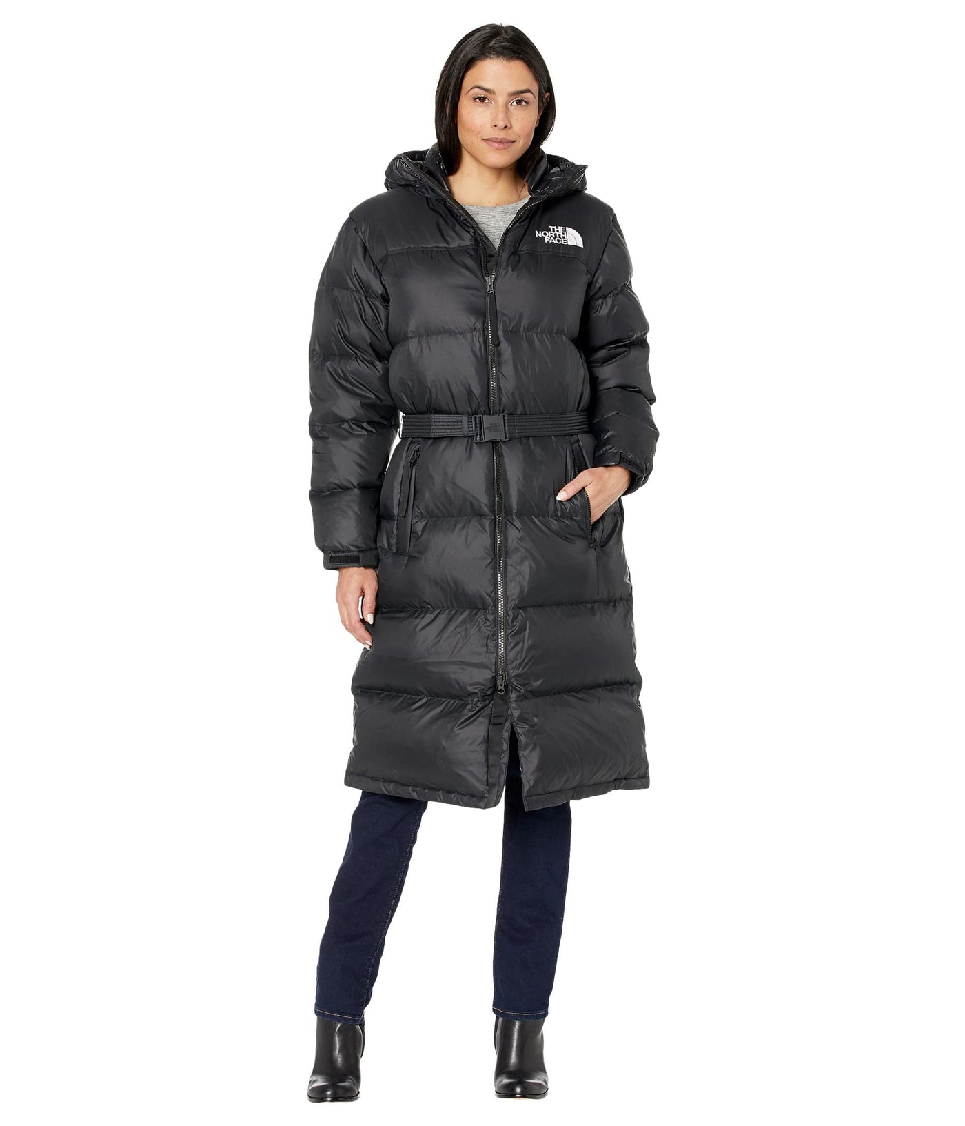 THE NORTH FACE Women's Women's Nuptse Belted Long Parka, TNF Black, XS