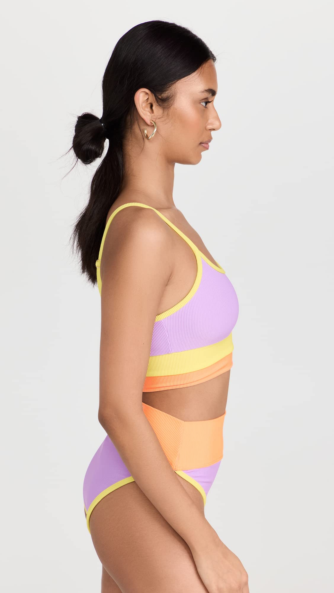 Beach Riot Women's Eva Bikini Top, Sundazed Color Block, Purple, L