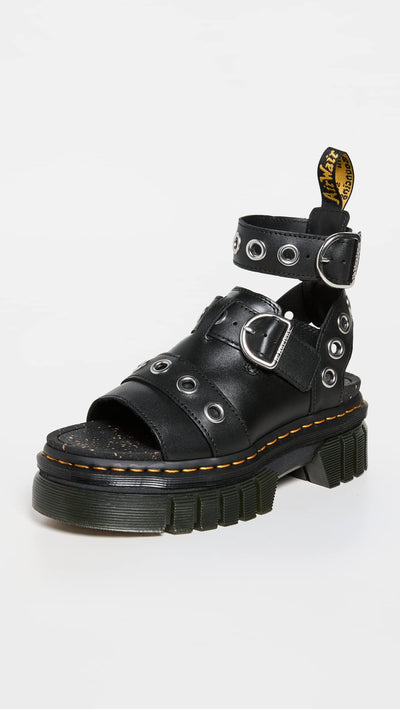 Dr. Martens Women's Ricki Hardware Sandals, Black, 6 Medium US