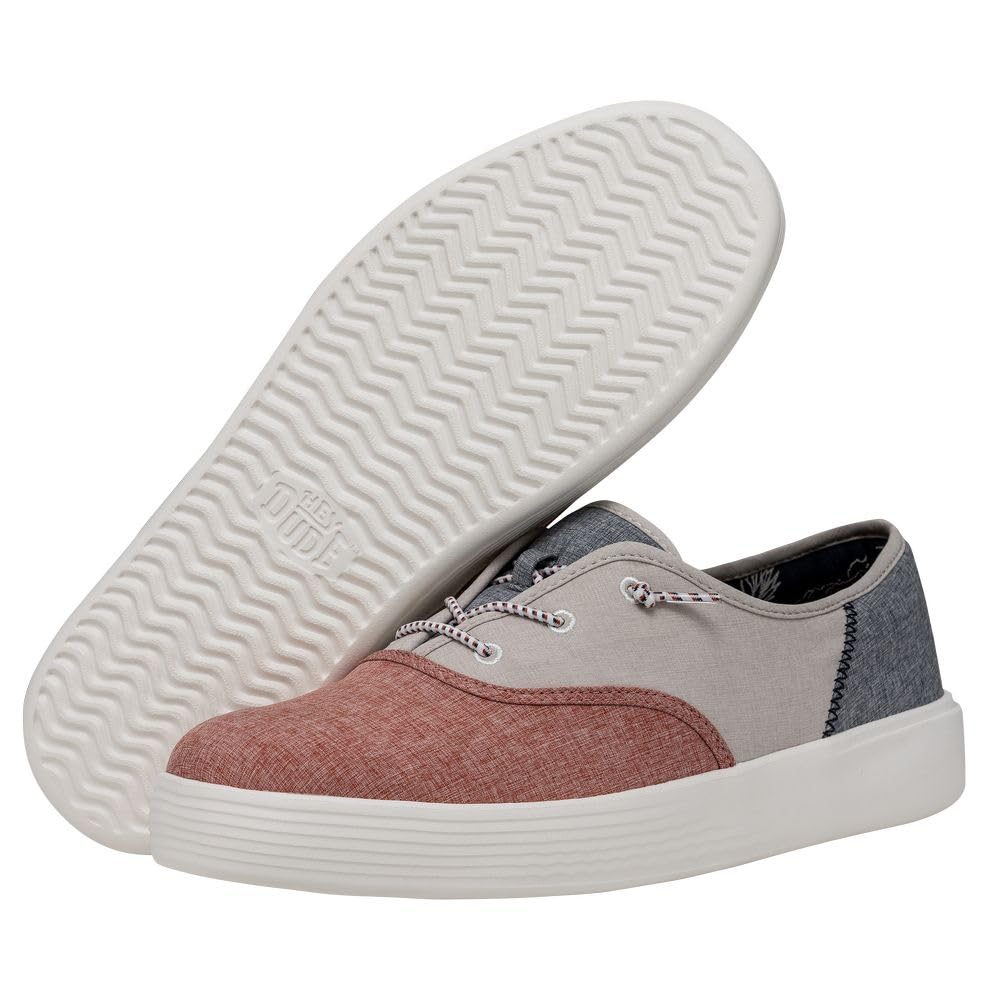 HEYDUDE Conway Craft Linen Red/White/Blue Men's Size 14 | Unisex Sneakers | Unisex Slip On Shoes | Comfortable & Light-Weight