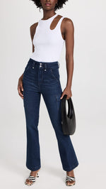 PAIGE Women's Dion 32" Jeans with Cargo Pockets, Gracie Lou, Blue, 30