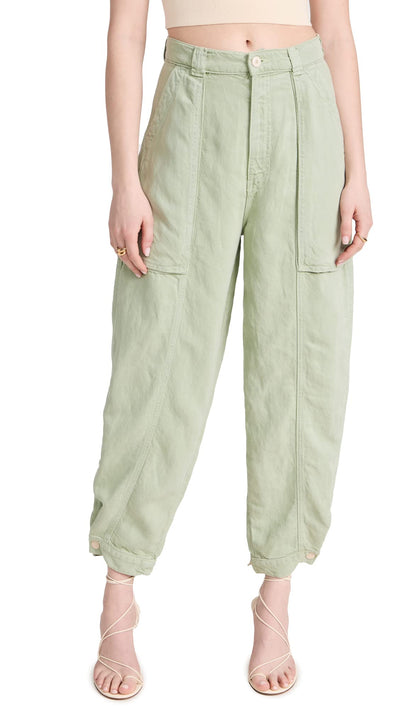 MOTHER Women's The Patch Pocket Chute Flood Jeans, Cameo Green, 27
