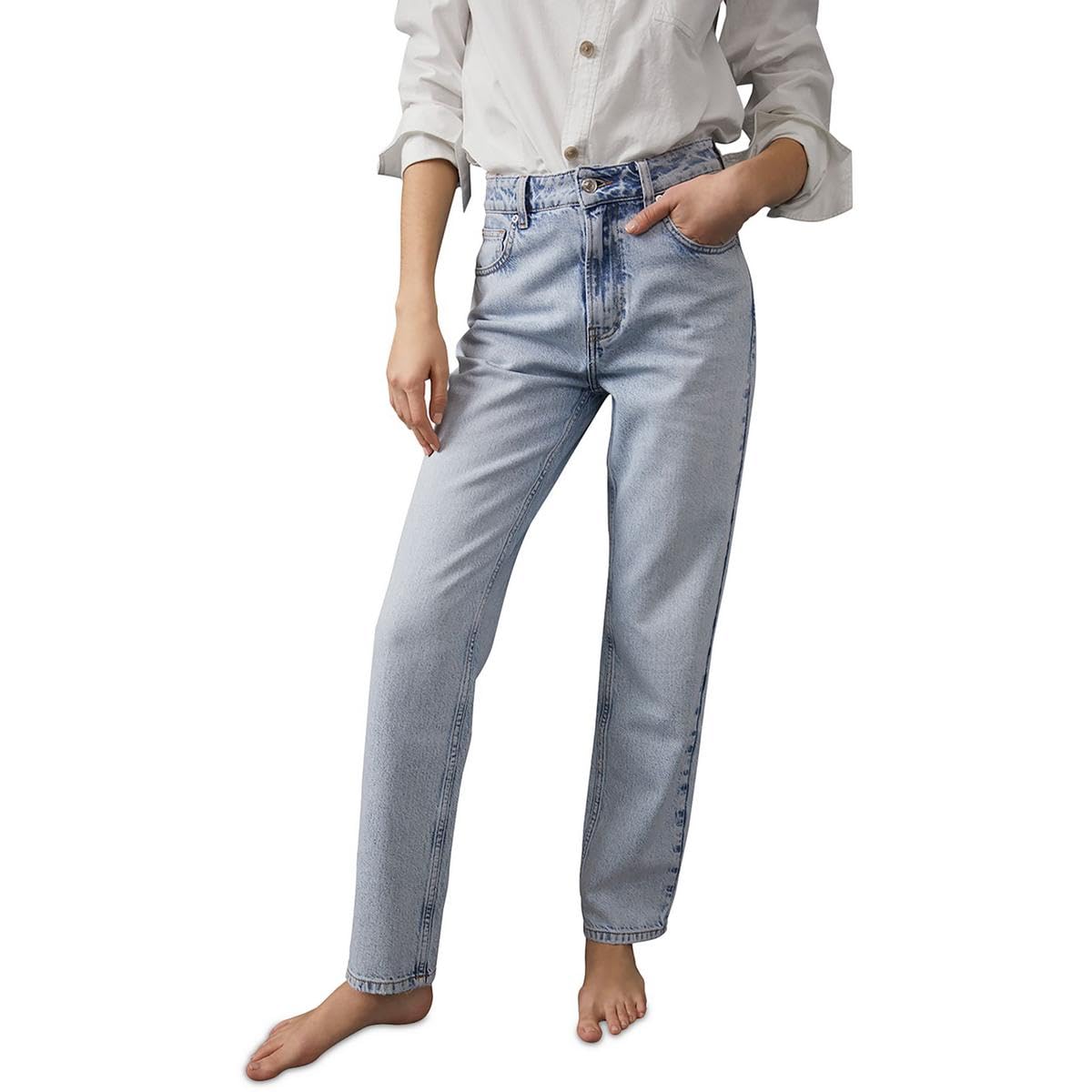 Free People Pacifica Straight Leg Bleach Acid Wash 30