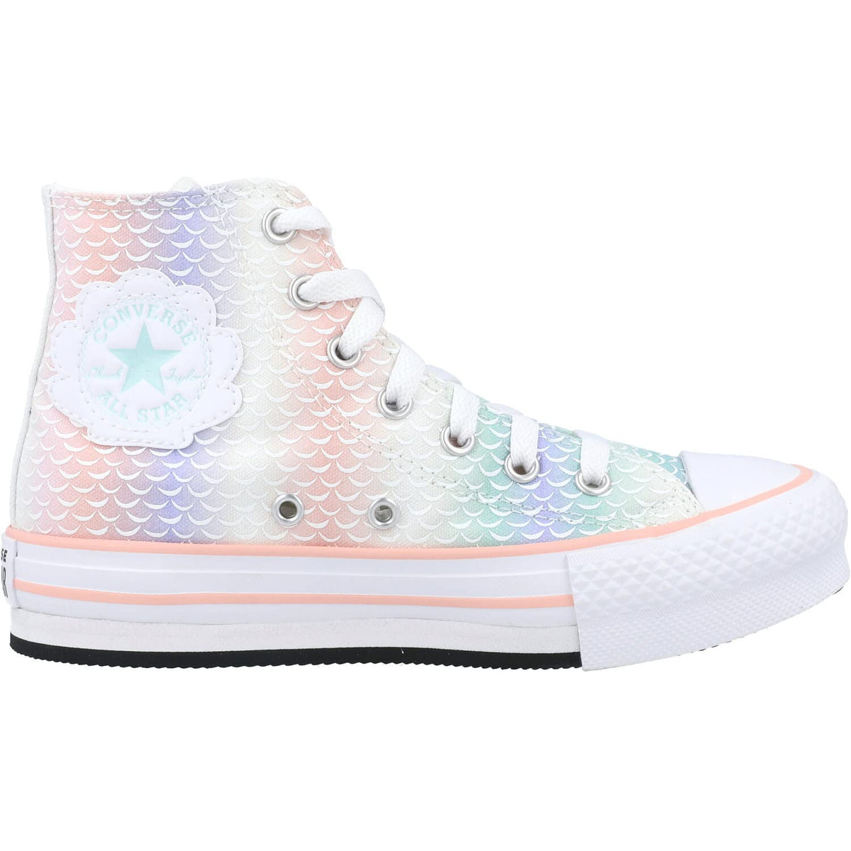 Converse Chuck Taylor All Star EVA Lift Mermaid Scales Platform Hi White/Light Dew Canvas 3 US Child
