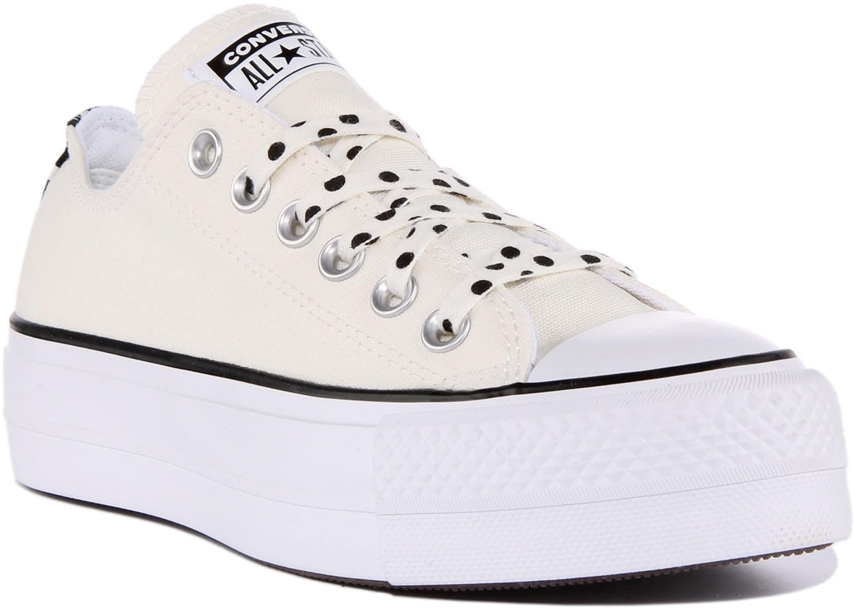 Converse Womens All Star Lift Ox Egret/Black/White Size 7.5