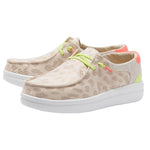Hey Dude Women's Wendy Rise Leopard Neon Beige Size 8 | Women’s Shoes | Women’s Lace Up Loafers | Comfortable & Light-Weight