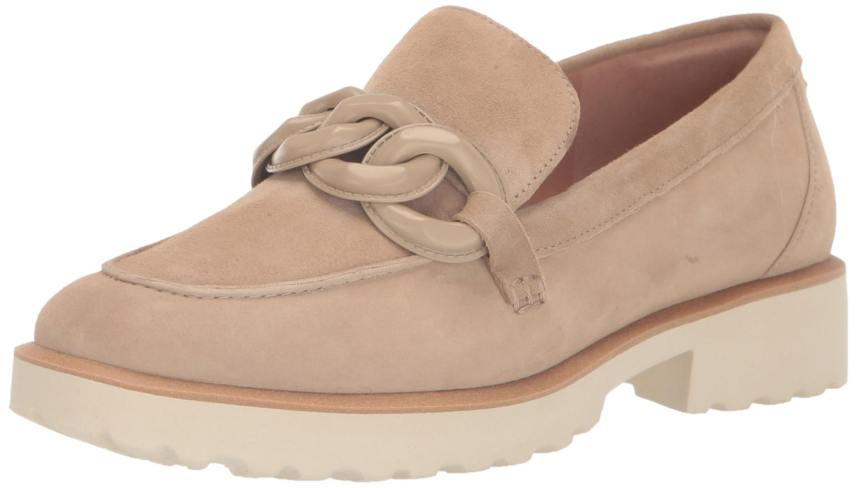 Cole Haan Women's Geneva Chain Loafer, Dark Latte Suede, 8