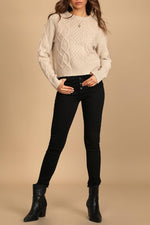 Lulus Women's Back to Cozy Cable Knit Backless Sweater, Beige, Size Medium