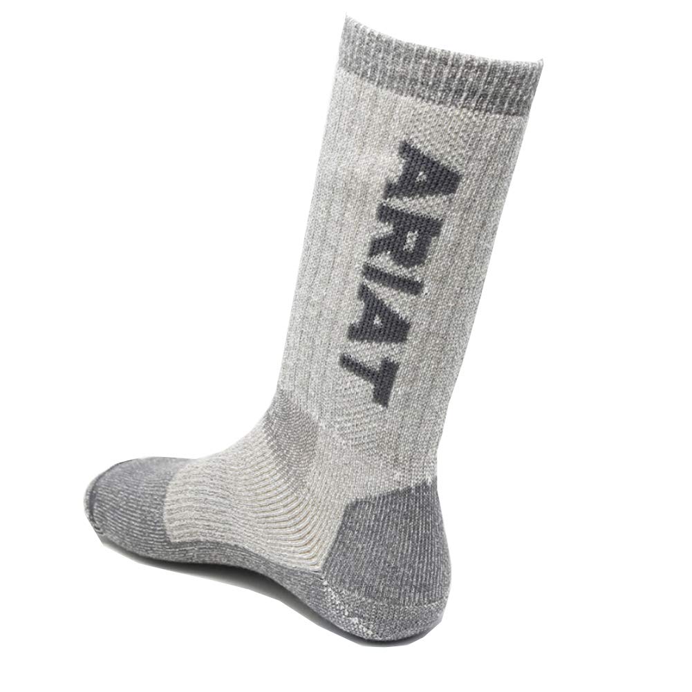 ARIAT Unisex Heavyweight Performance Merino Blend Mid Calf Socks, Grey, X-Large