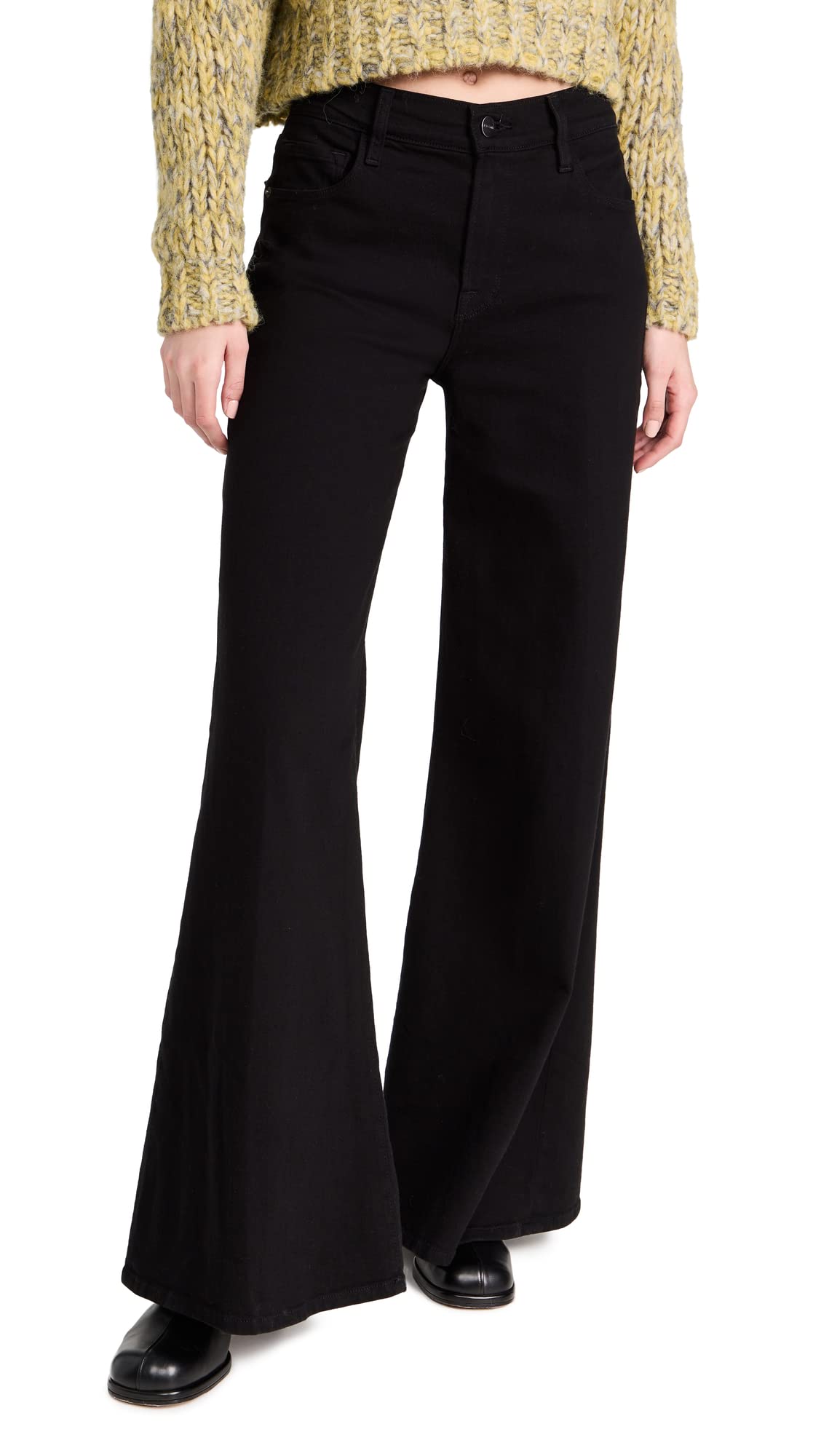 FRAME Women's Le Palazzo Pants, Film Noir, Black, 29