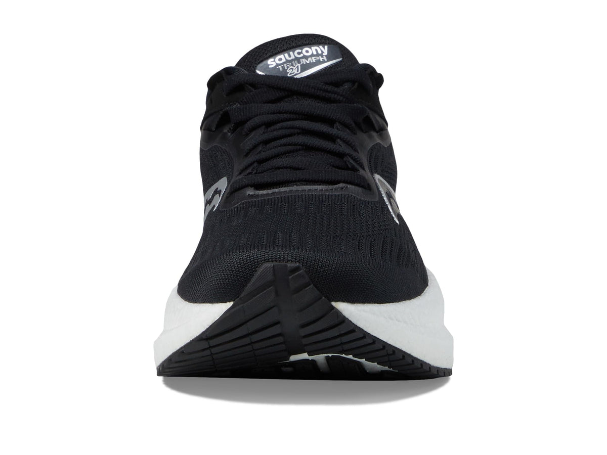 Saucony Women's Triumph 21 Sneaker, Black/White, 5.5 Wide