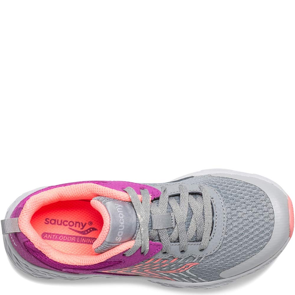 Saucony Girl's Wind Sneaker, Purple/Grey, 1 M US Big Kid