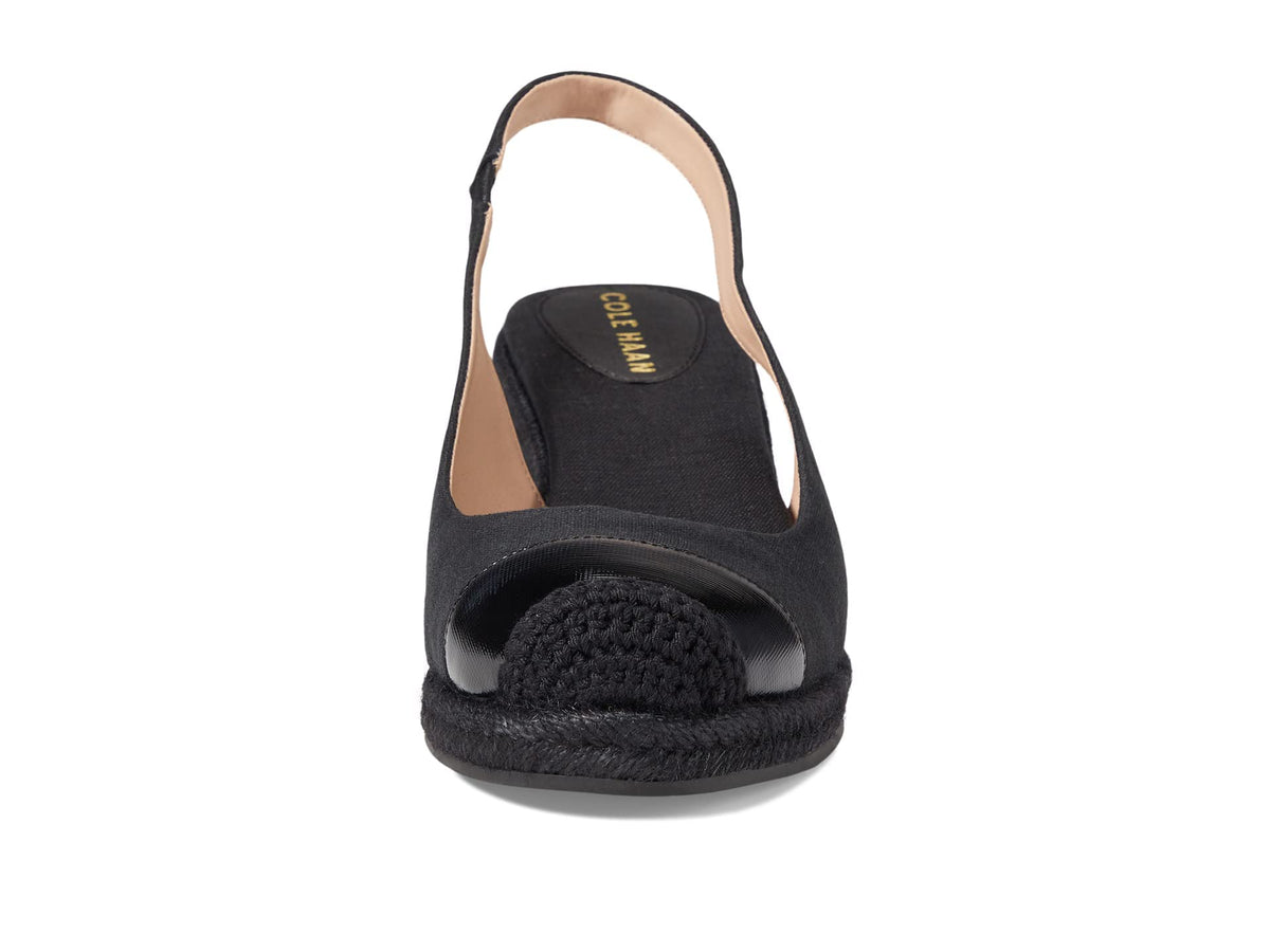 Cole Haan Cloudfeel Espadrille Wedge Slingback 80 mm Black Linen 9.5 B (M)