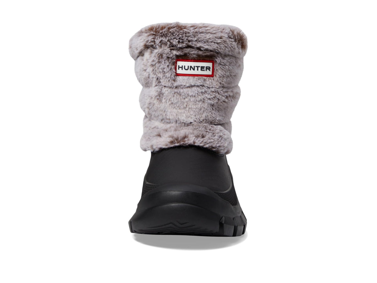 Hunter Intrepid Short Faux Fur Snow Boot Black/Natural 8 M